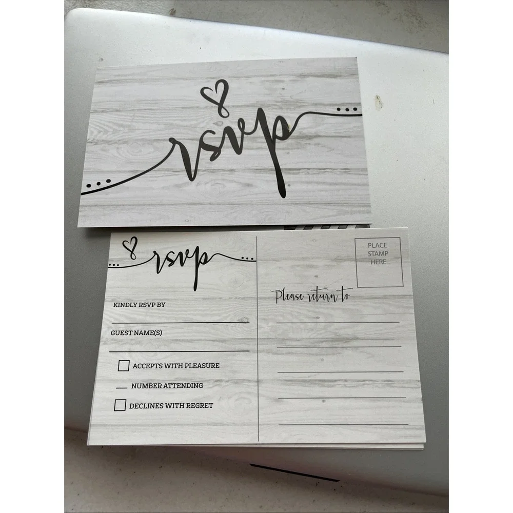 80 RSVP Postcards - Blank with Mailing Side, Response Cards for Bridal Shower, R